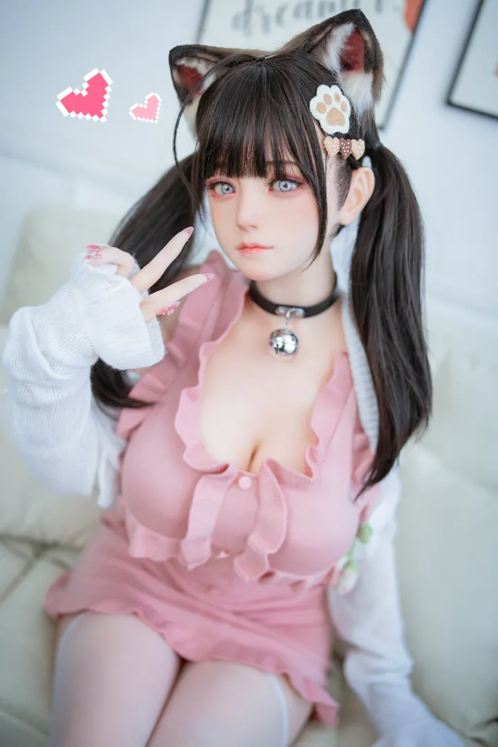 155cm (5ft1) G-Cup Life-Size Silicone Head + TPE Body Hybrid Sex Doll Fenlin, Head Fenlin