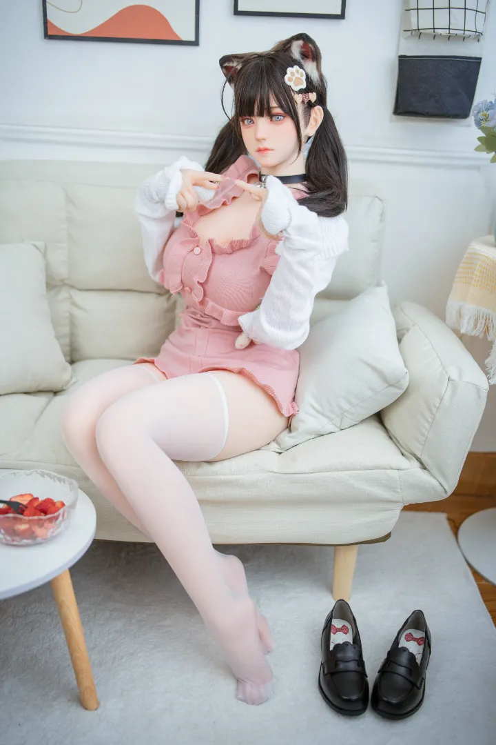 155cm (5ft1) G-Cup Life-Size Silicone Head + TPE Body Hybrid Sex Doll Fenlin, Head Fenlin