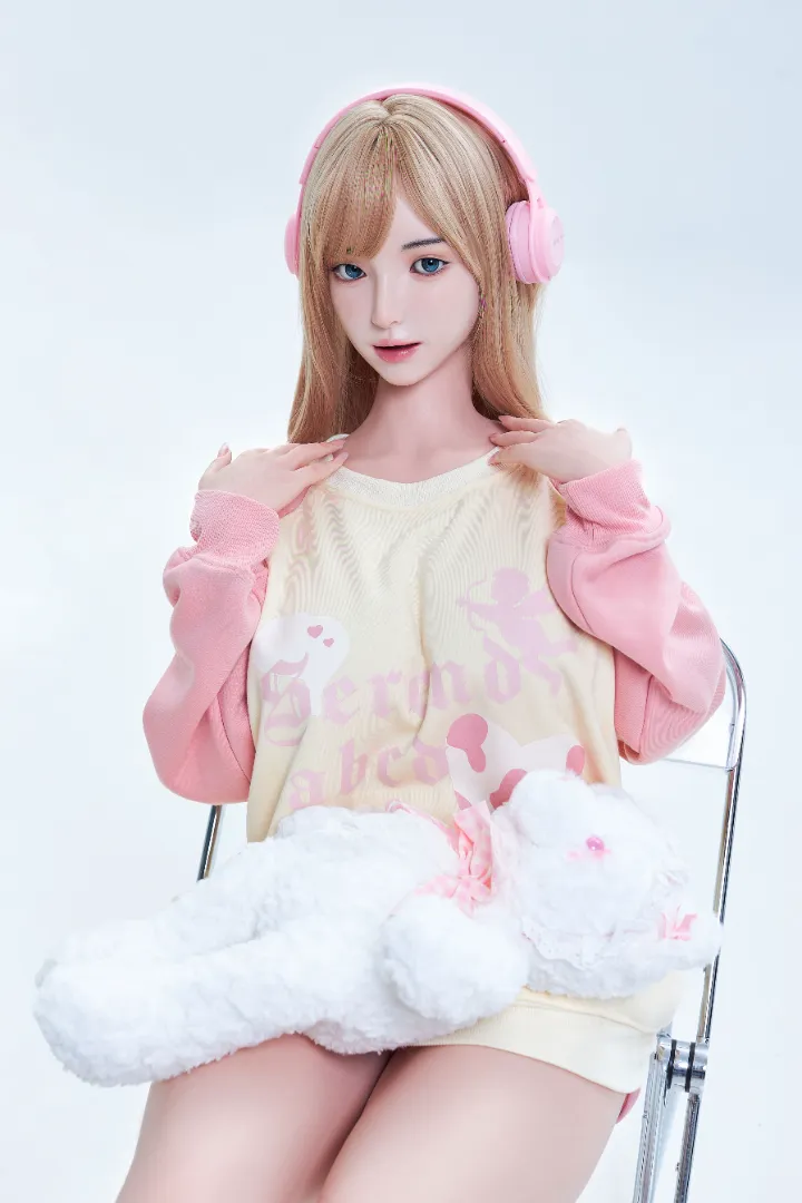 161cm (5ft3) I-Cup Ringan Silikon Patung Seks, Kepala Camellia