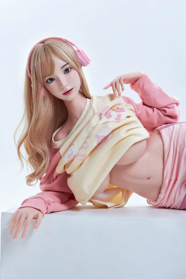 161cm (5ft3) I-Cup Ringan Silikon Patung Seks, Kepala Camellia