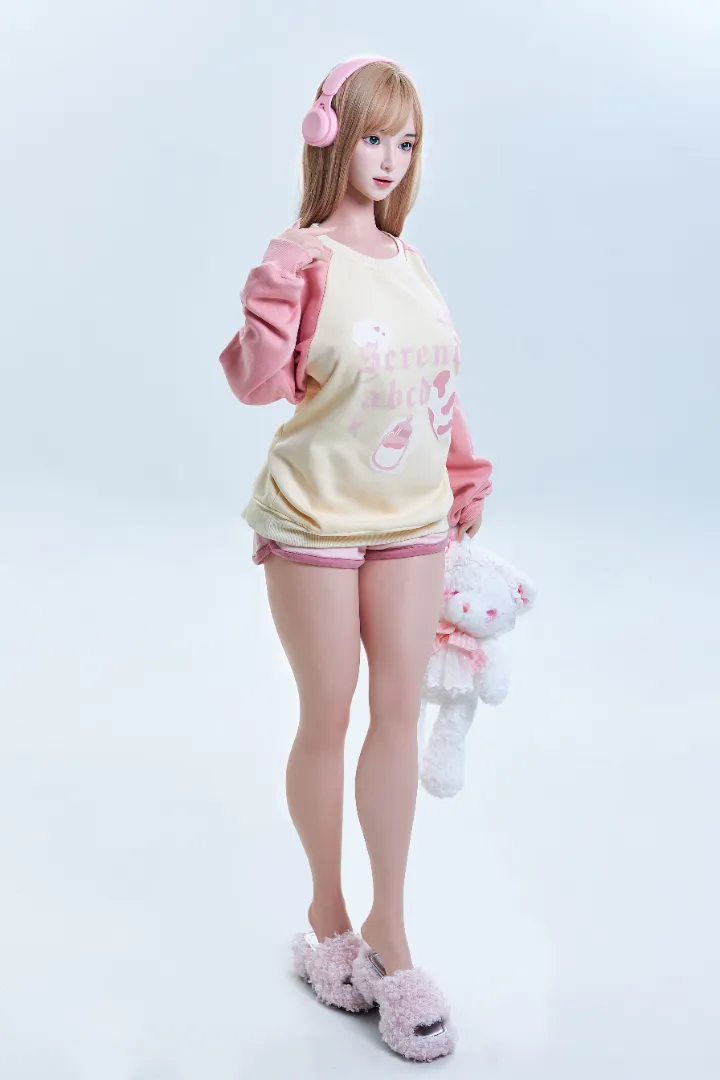 161cm (5ft3) I-Cup Ringan Silikon Patung Seks, Kepala Camellia