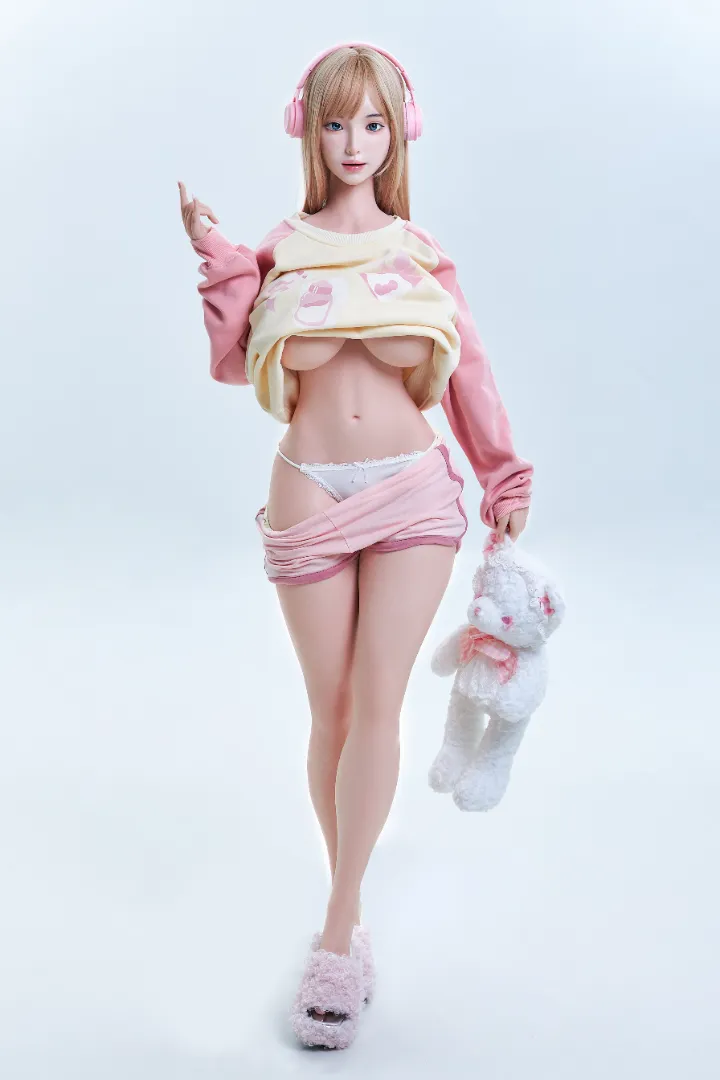 161cm (5ft3) I-Cup Ringan Silikon Patung Seks, Kepala Camellia