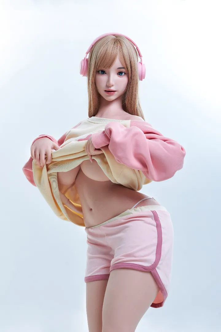161cm (5ft3) I-Cup Ringan Silikon Patung Seks, Kepala Camellia