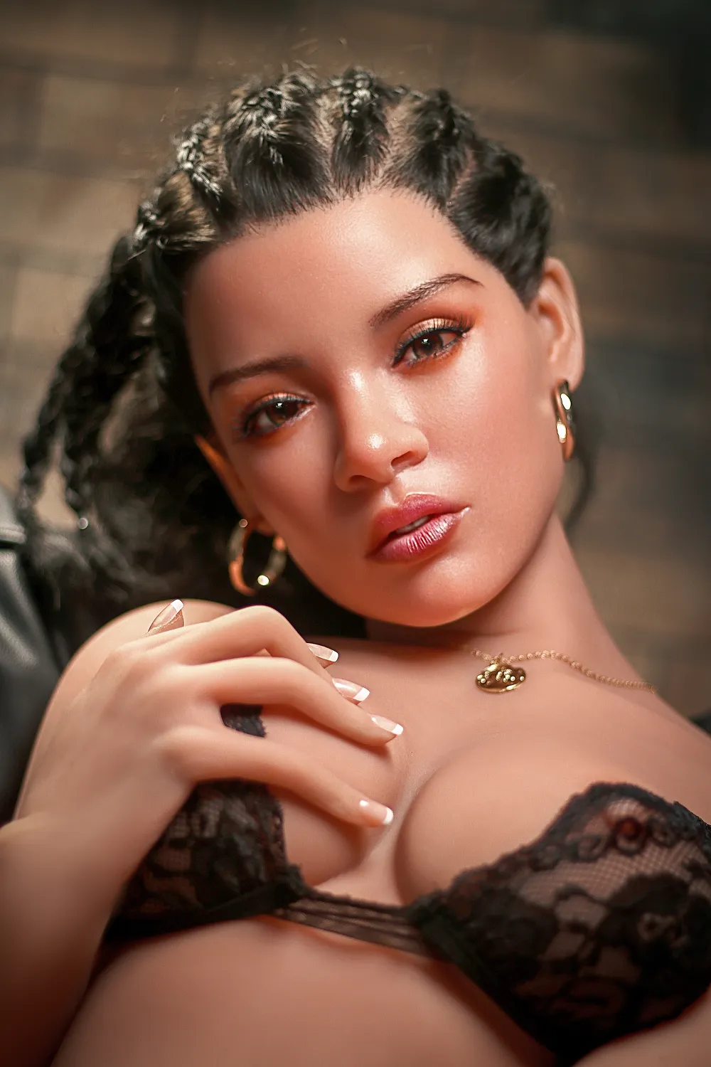 166cm (5ft5) C-Cup Silicone Head Mature Ebony Skinny TPE Hybrid Sex Doll Cherry, Head #S13