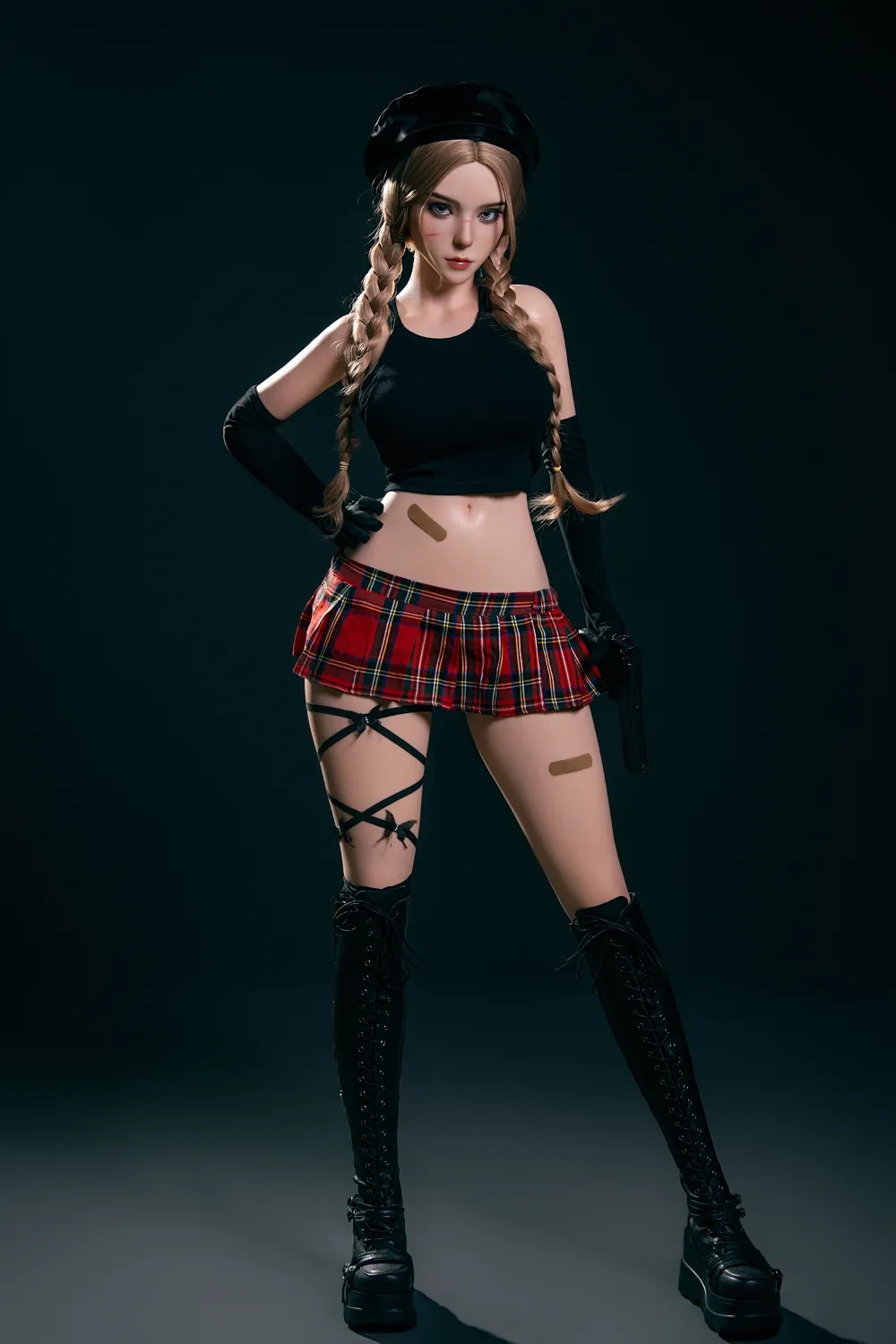 164cm (5ft5) Copa D Estilo Punk Escolar Sexy de Silicona Total Silicona Muñeca Sexual Jade, Cabeza #S37