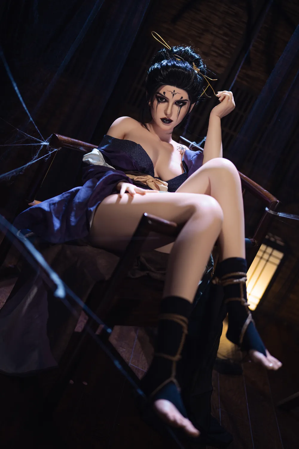ROSRETTY Doll 164cm (5ft5) D-CUP Full Silicone Game Cosplay Dark Series silicone Sex Doll Molly, Head S5