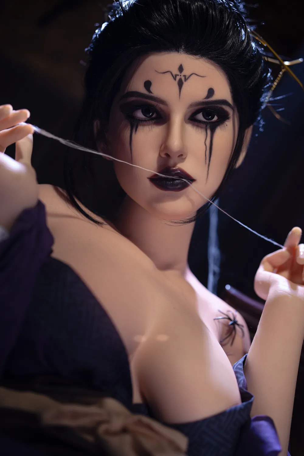 ROSRETTY Doll 164cm (5ft5) D-CUP Full Silicone Game Cosplay Dark Series silicone Sex Doll Molly, Head S5