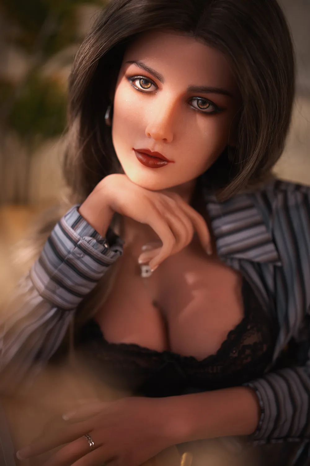 166cm (5ft5) C-Cup Silicone Head Elegance Chic Lady Lifelike Silicone Head + TPE Body Hybrid Sex Doll Nicky, Head #S7
