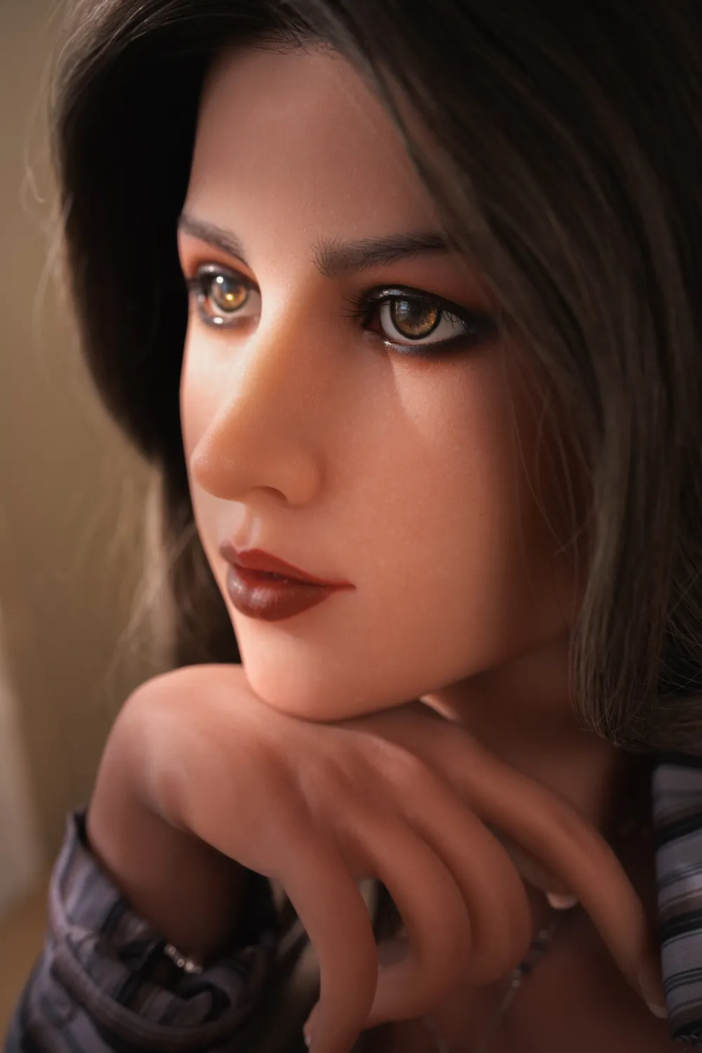 166cm (5ft5) C-Cup Silicone Head Elegance Chic Lady Lifelike Silicone Head + TPE Body Hybrid Sex Doll Nicky, Head #S7