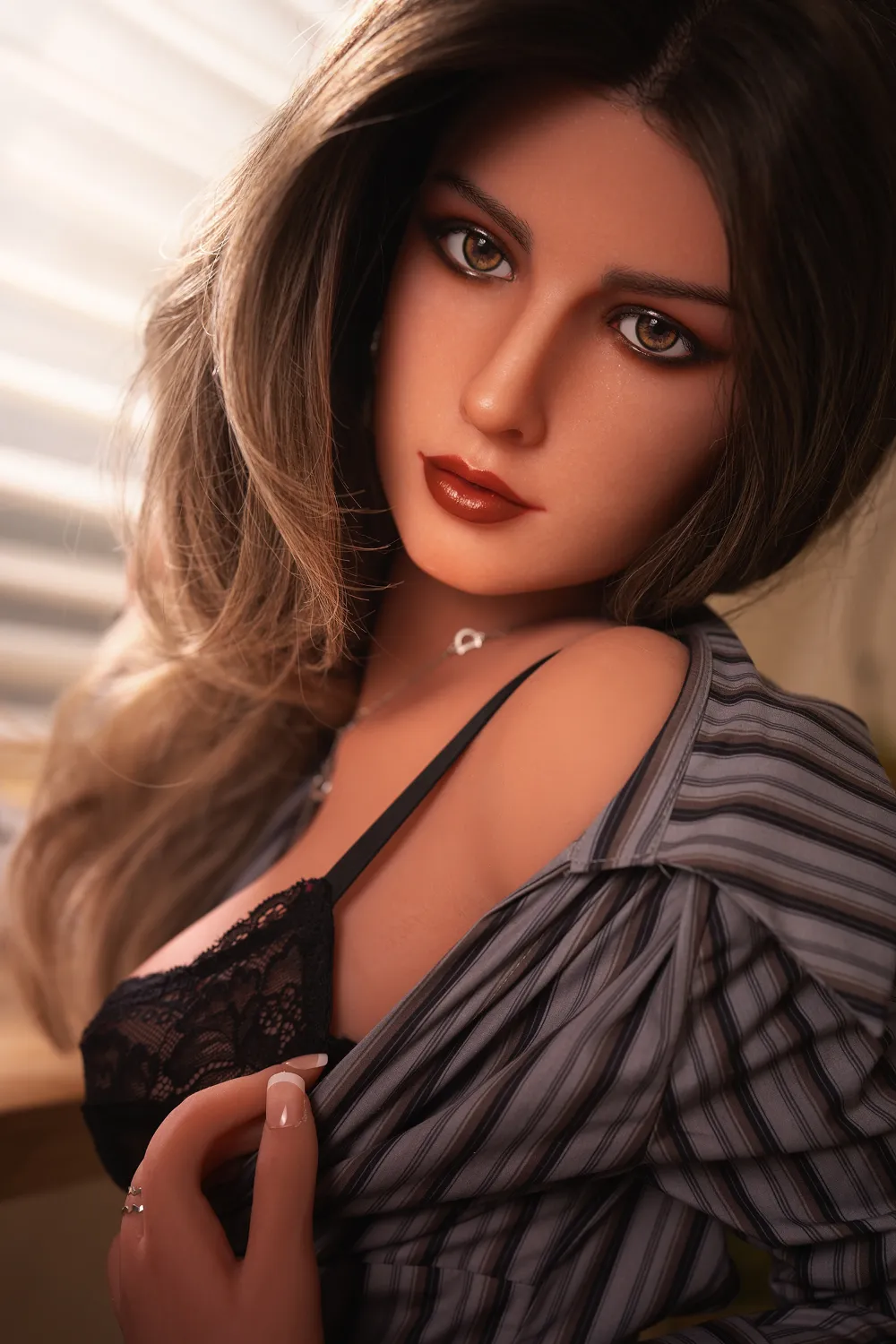166cm (5ft5) C-Cup Silicone Head Elegance Chic Lady Lifelike Silicone Head + TPE Body Hybrid Sex Doll Nicky, Head #S7